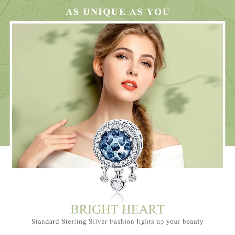 (image for) Pandora Style Silver Bright Crystal Heart Charm - SCC724 - View 6