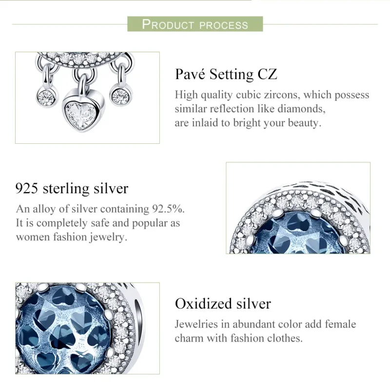 (image for) Pandora Style Silver Bright Crystal Heart Charm - SCC724 - View 7