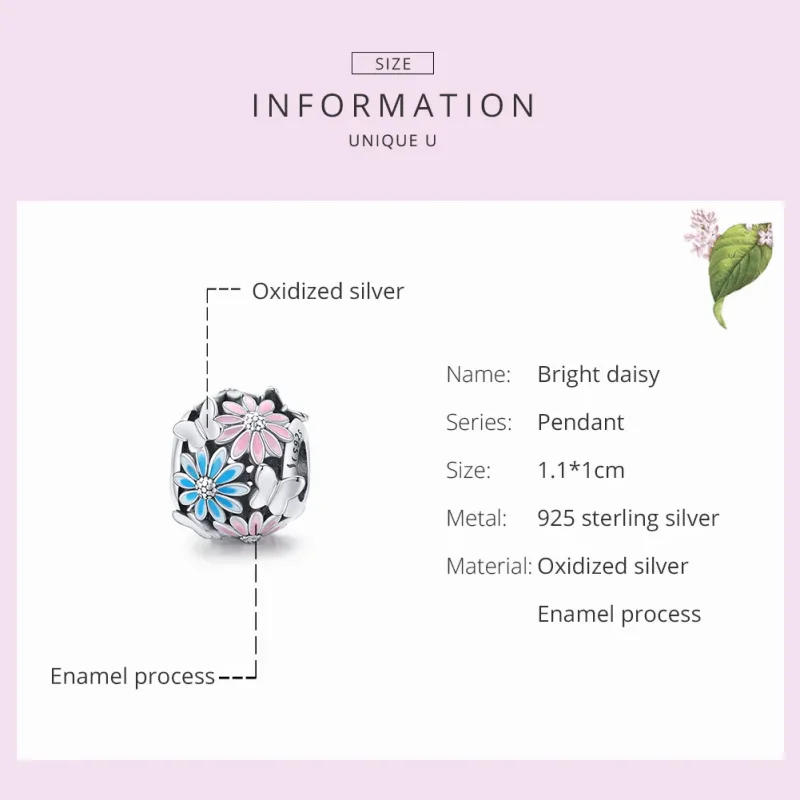 (image for) Pandora Style Silver Bright Daisies Charm - SCC1837 - View 5