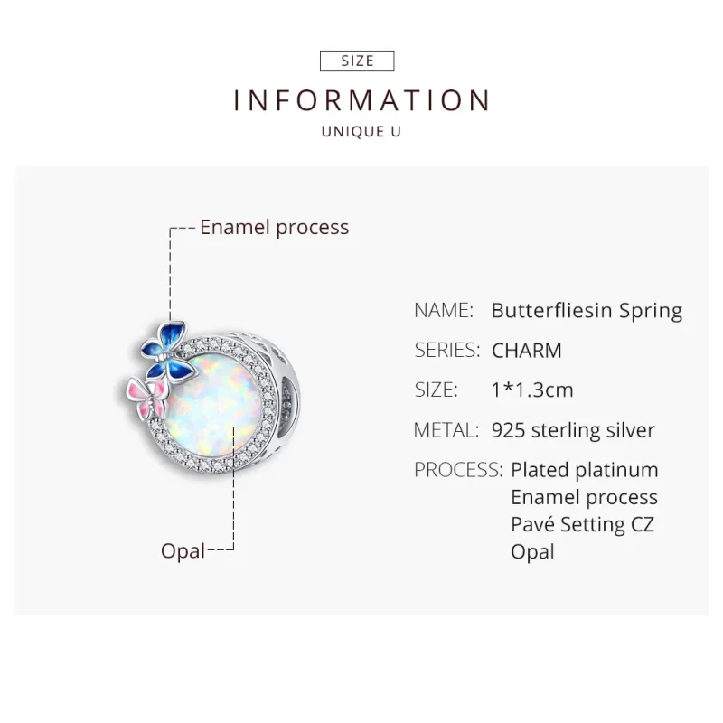 (image for) Pandora Style Silver Butterflies In Spring Charm - SCC1730 - View 8