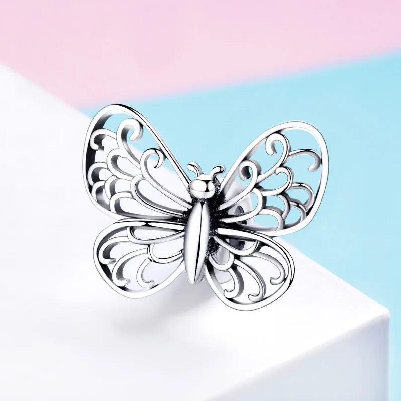 (image for) Pandora Style Silver Butterfly Charm - BSC062 - View 2