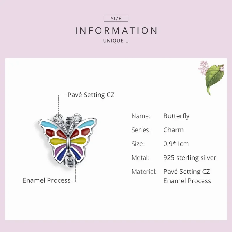 (image for) Pandora Style Silver Butterfly Charm - SCC1195 - View 3
