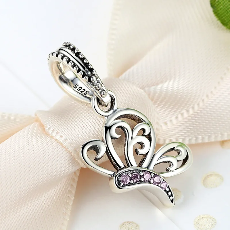 (image for) Pandora Style Silver Butterfly Dangle - SCC045 - View 2