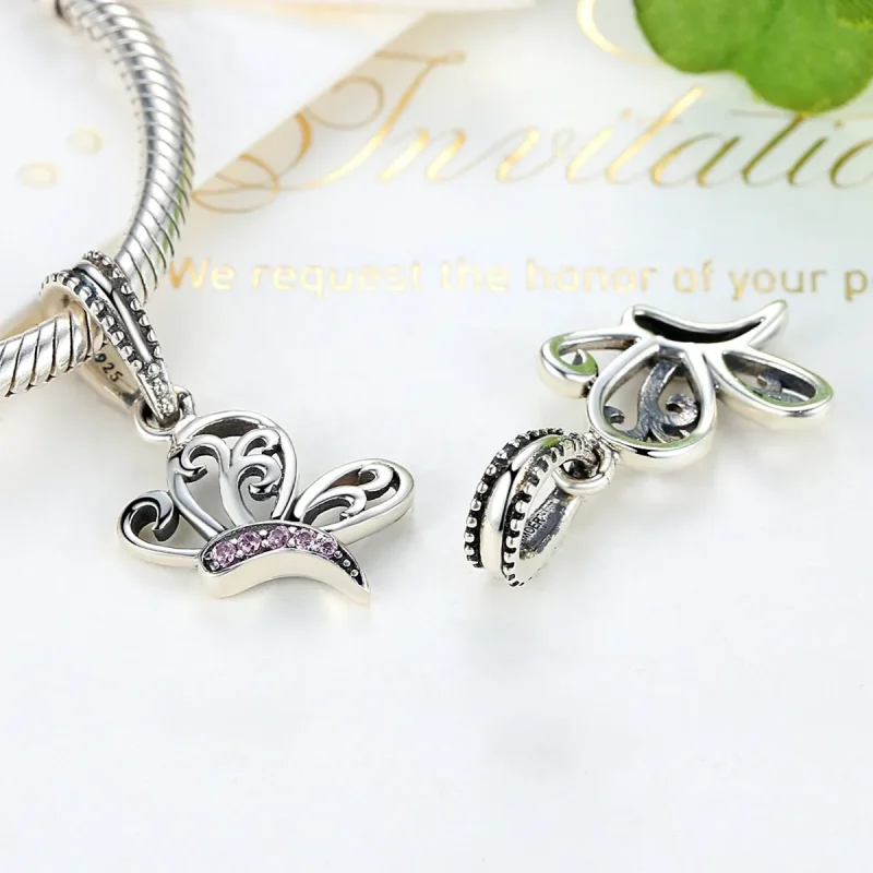 (image for) Pandora Style Silver Butterfly Dangle - SCC045 - View 3
