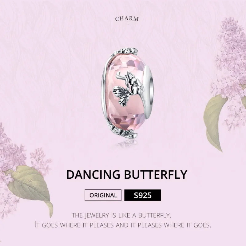 (image for) Pandora Style Silver Butterfly Murano Glass Charm - SCC1285 - View 2