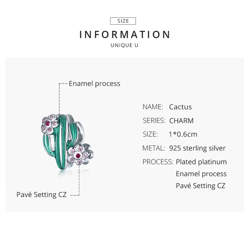 (image for) Pandora Style Silver Cactus Charm - BSC261 - View 8