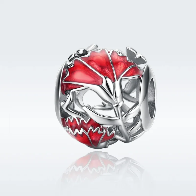 (image for) Pandora Style Silver Carnation Charm - BSC097 - View 5