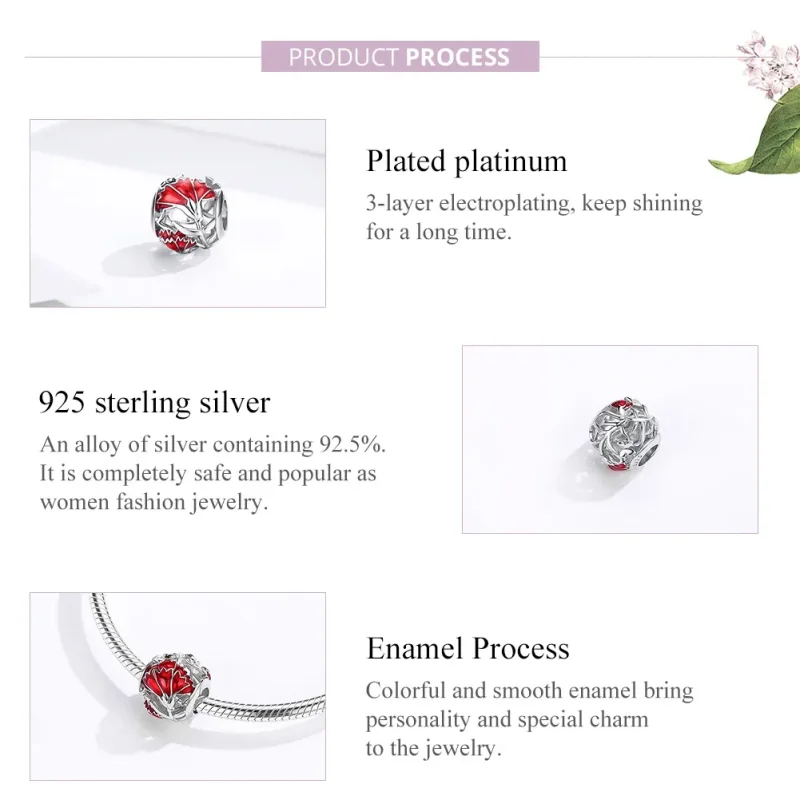 (image for) Pandora Style Silver Carnation Charm - BSC097 - View 8