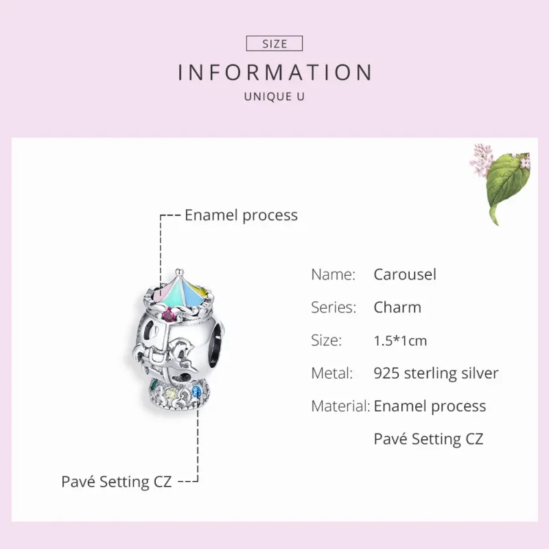 (image for) Pandora Style Silver Carousel Charm - SCC1499 - View 7