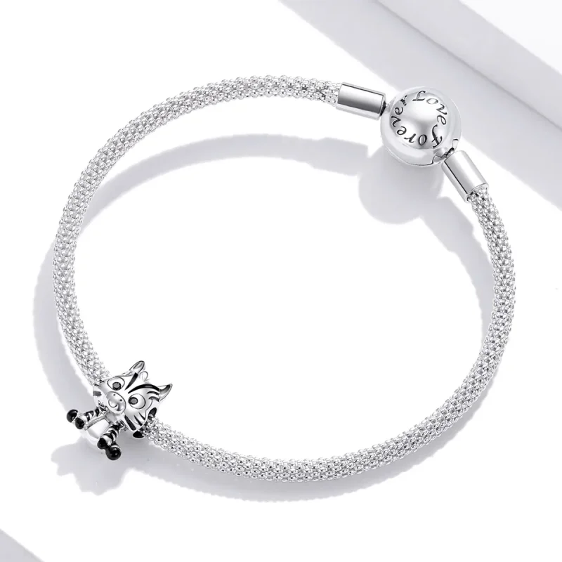 (image for) Pandora Style Silver Cartoon Zebra Charm - BSC387 - View 3