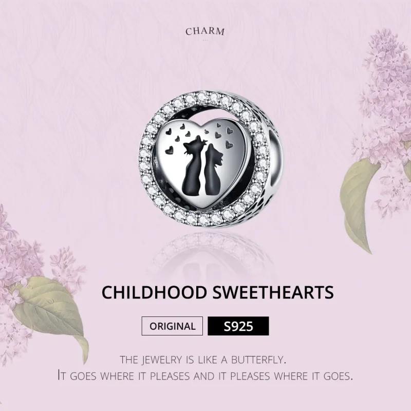 (image for) Pandora Style Silver Cat Love Charm - SCC1188 - View 2