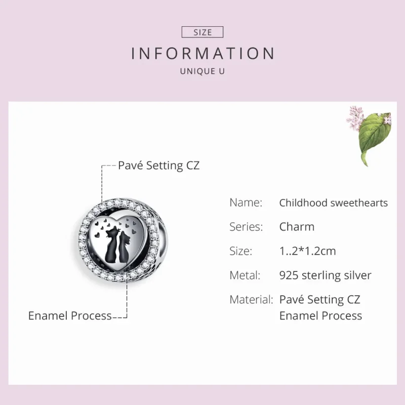 (image for) Pandora Style Silver Cat Love Charm - SCC1188 - View 3