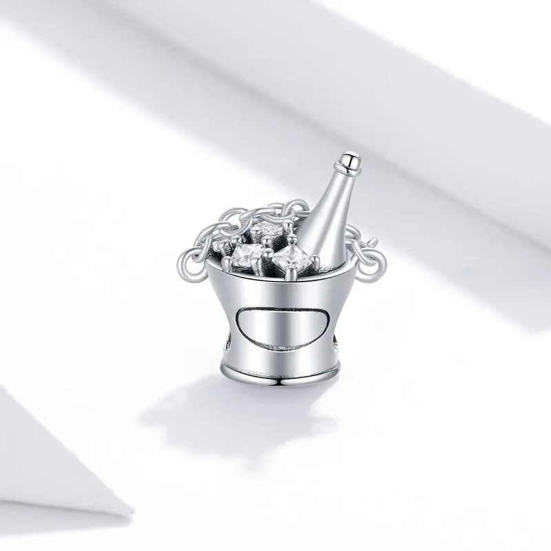 (image for) Pandora Style Silver Champagne Bucket Charm - SCC1687 - View 2