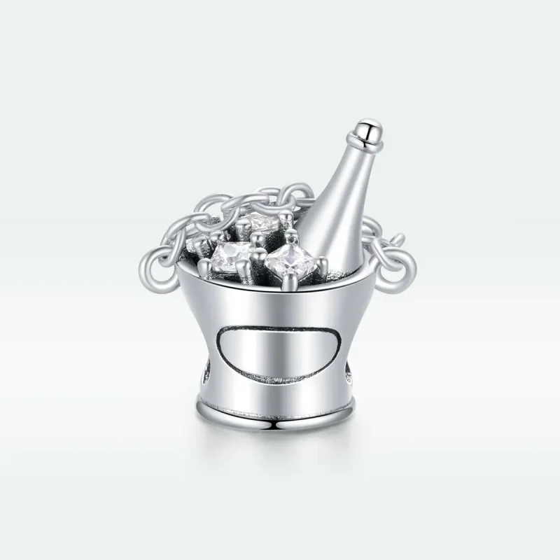(image for) Pandora Style Silver Champagne Bucket Charm - SCC1687 - View 5