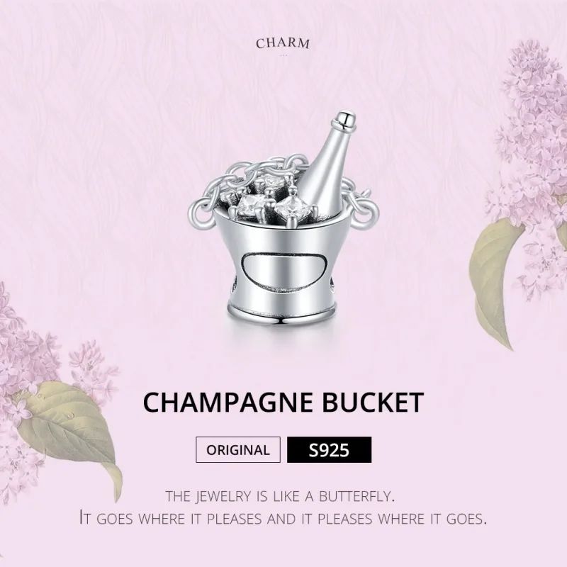 (image for) Pandora Style Silver Champagne Bucket Charm - SCC1687 - View 6