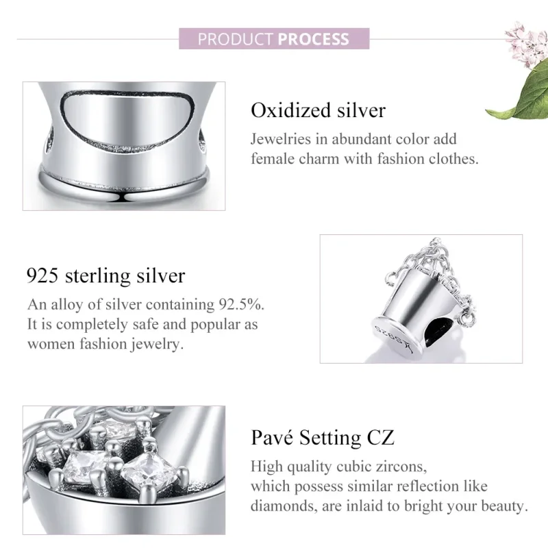 (image for) Pandora Style Silver Champagne Bucket Charm - SCC1687 - View 8