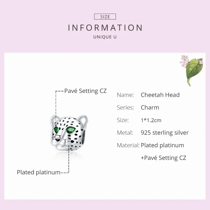 (image for) Pandora Style Silver Cheetah Head Charm - SCC1675 - View 7
