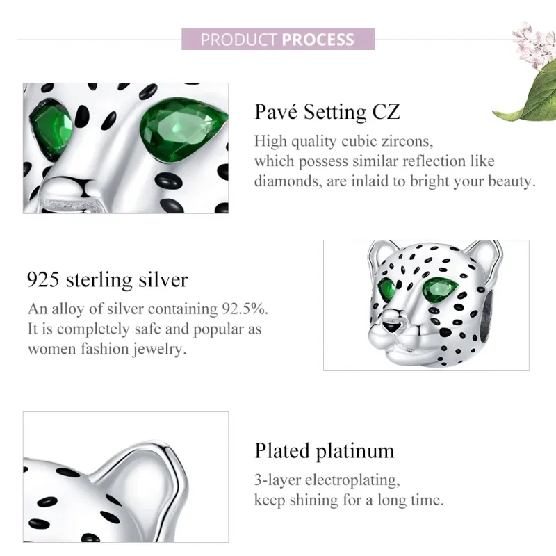 (image for) Pandora Style Silver Cheetah Head Charm - SCC1675 - View 8