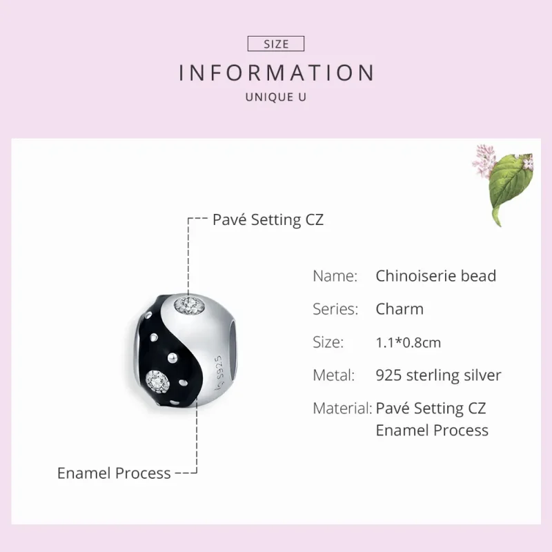(image for) Pandora Style Silver Chinoiserie Yin Yang Charm - BSC192 - View 7