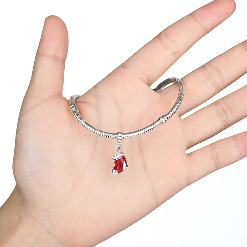 (image for) Pandora Style Silver Christmas Socks Dangle - SCC074 - View 6