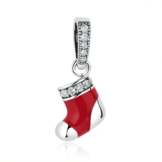 (image for) Pandora Style Silver Christmas Socks Dangle - SCC074