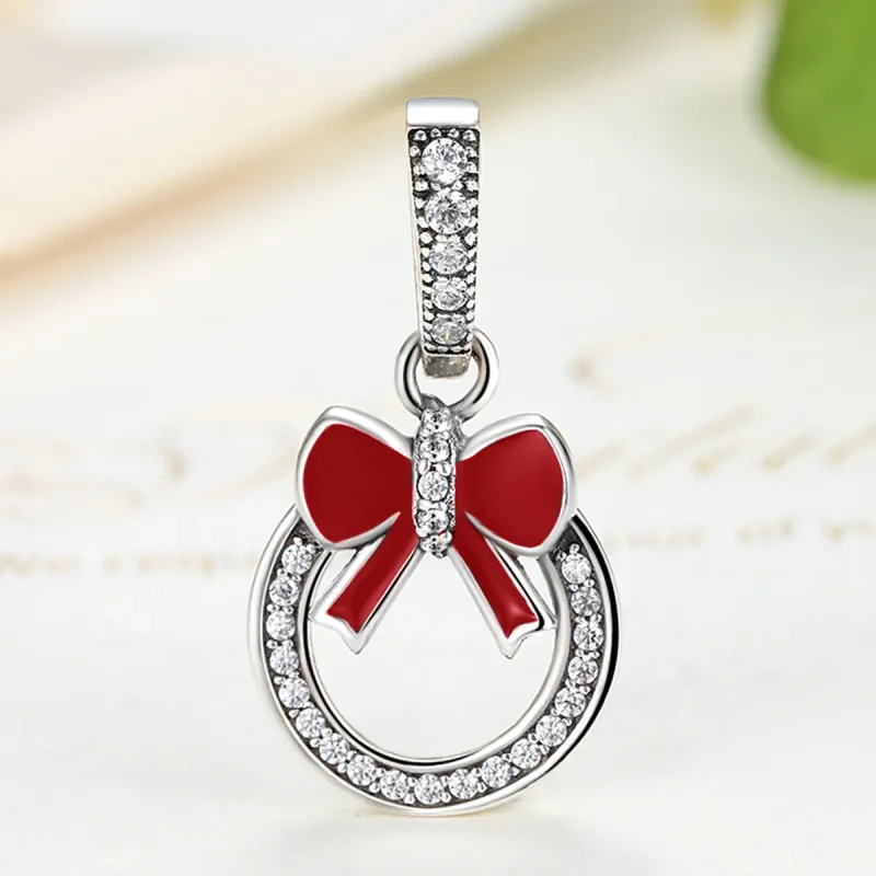 (image for) Pandora Style Silver Christmas Wreath Dangle - SCC077 - View 3