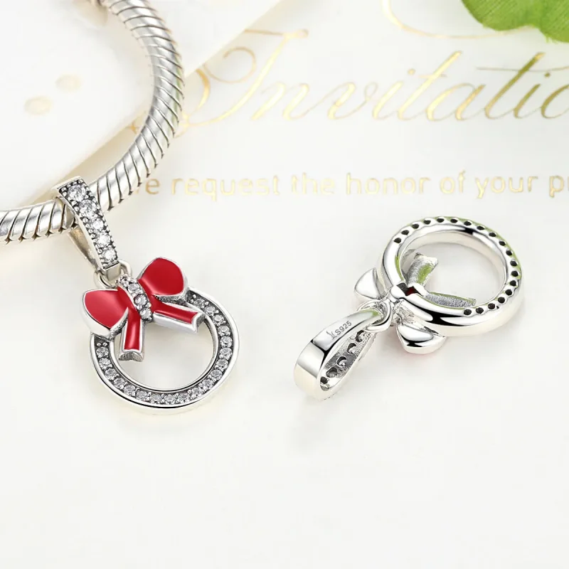 (image for) Pandora Style Silver Christmas Wreath Dangle - SCC077 - View 4
