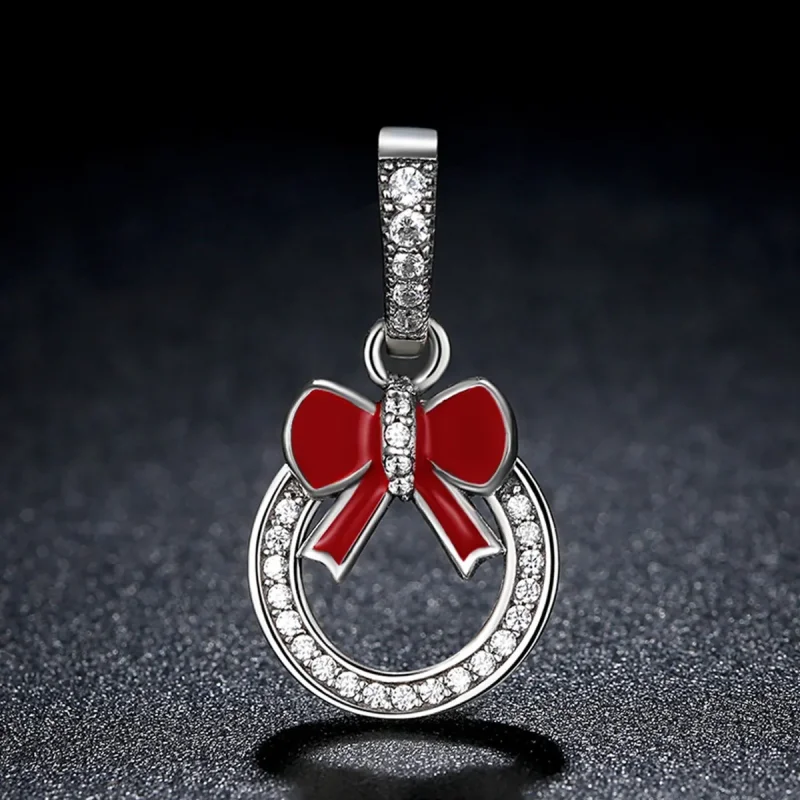 (image for) Pandora Style Silver Christmas Wreath Dangle - SCC077 - View 5