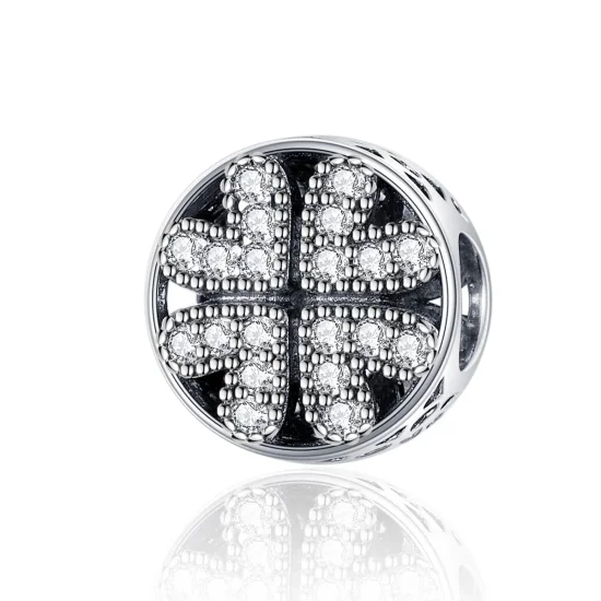 (image for) Pandora Style Silver Clover Heart Charm - SCC1185