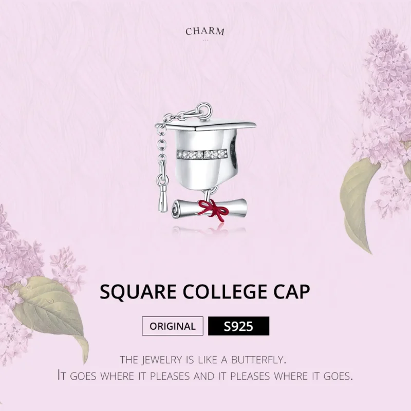 (image for) Pandora Style Silver College Graduation Cap Charm - BSC357 - View 6
