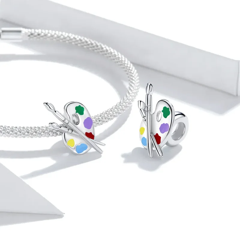 (image for) Pandora Style Silver Colorful Art Palette Charm - BSC359 - View 4