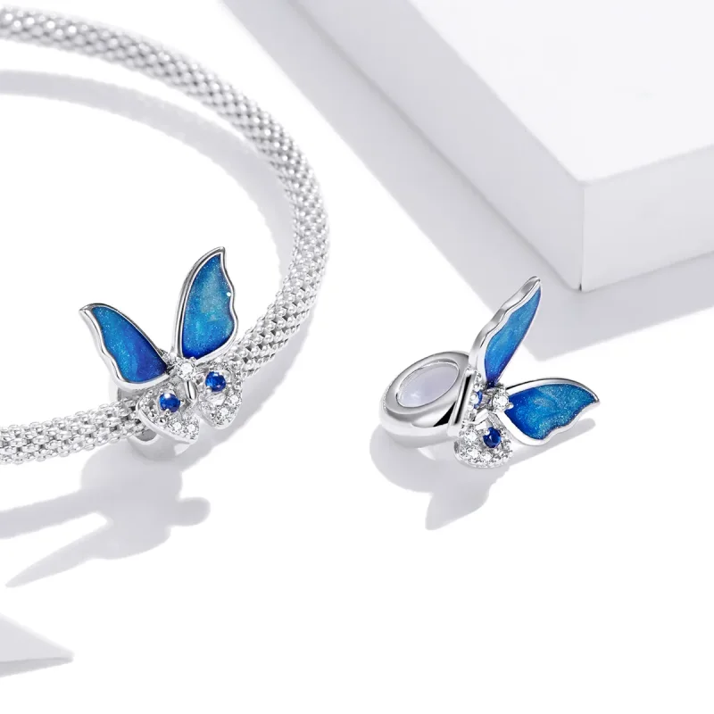 (image for) Pandora Style Silver Colorful Butterfly Charm - BSC405 - View 4