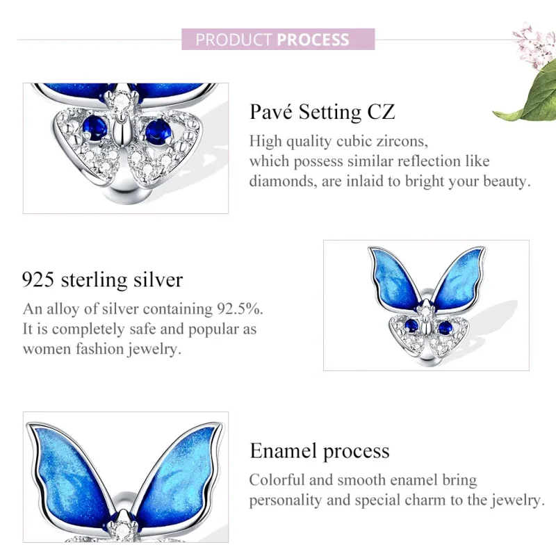 (image for) Pandora Style Silver Colorful Butterfly Charm - BSC405 - View 8