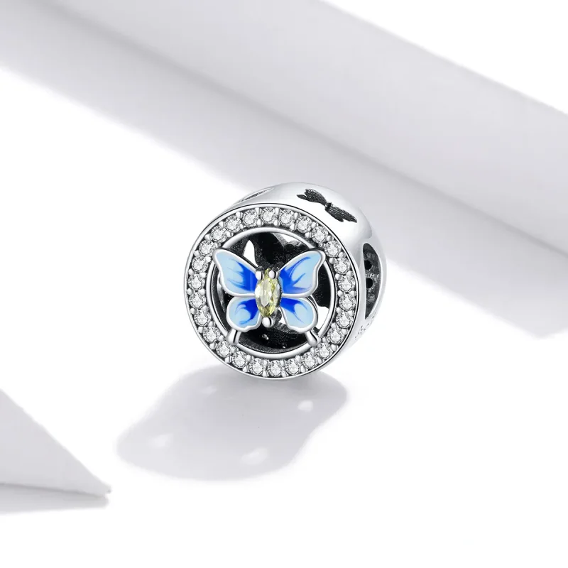 (image for) Pandora Style Silver Colorful Butterfly Charm - SCC1682 - View 2
