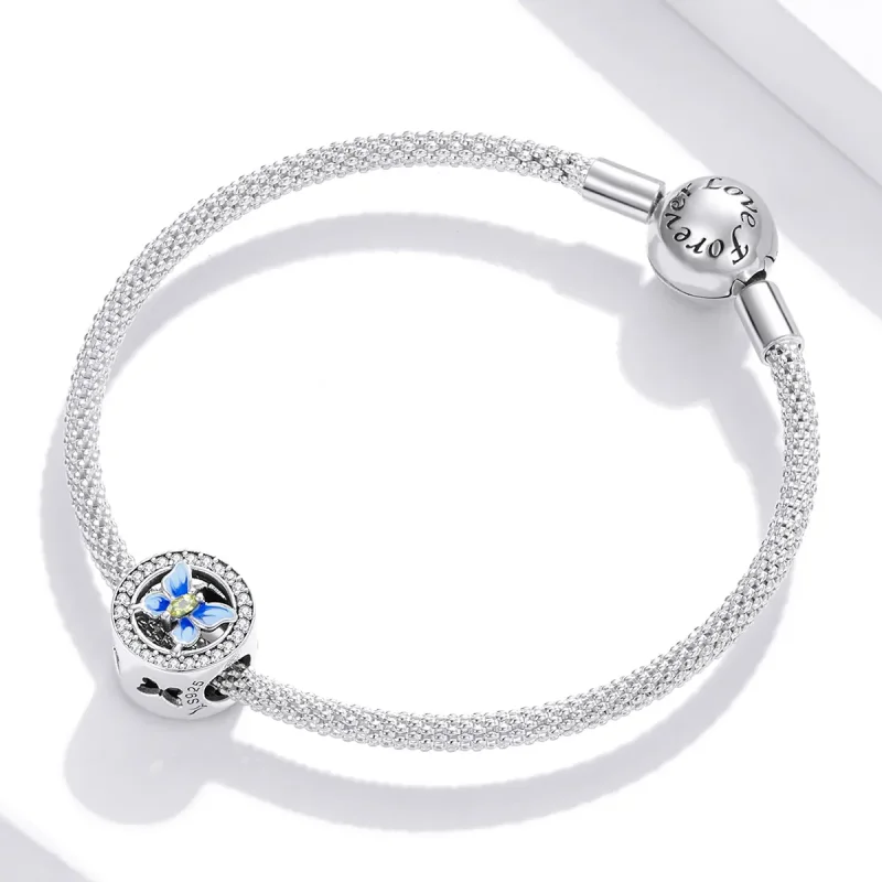 (image for) Pandora Style Silver Colorful Butterfly Charm - SCC1682 - View 3