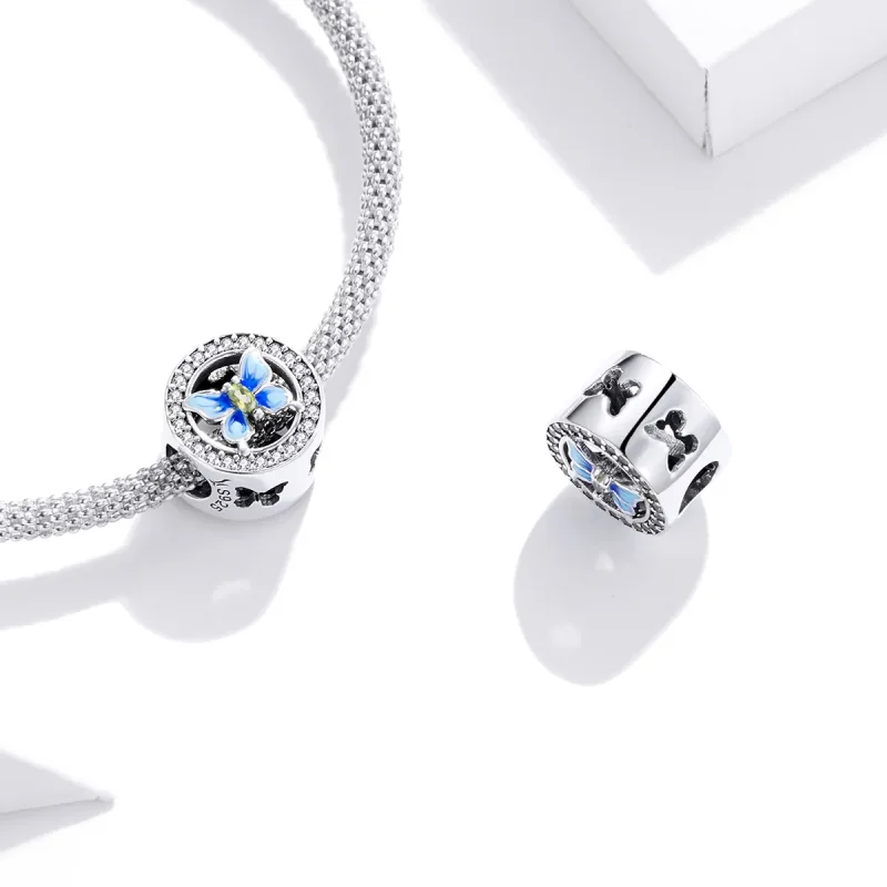 (image for) Pandora Style Silver Colorful Butterfly Charm - SCC1682 - View 4