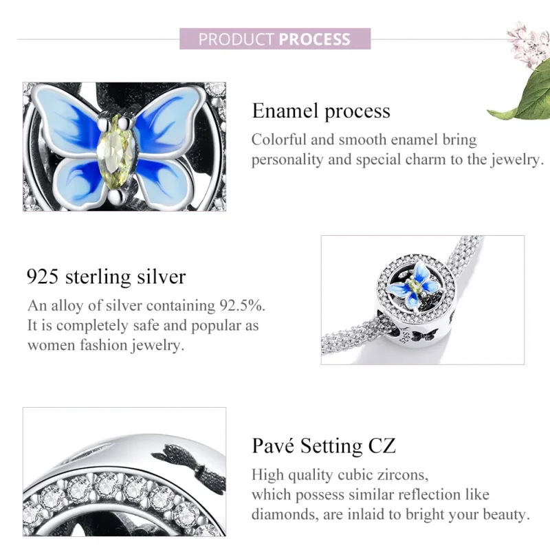 (image for) Pandora Style Silver Colorful Butterfly Charm - SCC1682 - View 8