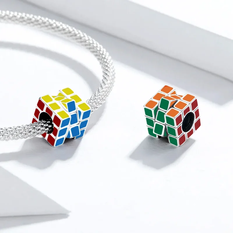 (image for) Pandora Style Silver Colorful Cube Charm - SCC1640 - View 4