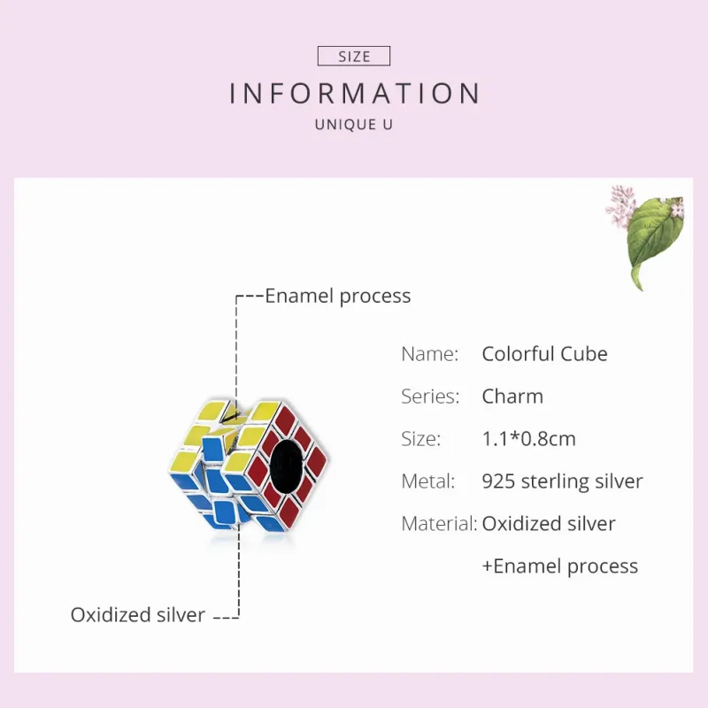 (image for) Pandora Style Silver Colorful Cube Charm - SCC1640 - View 7