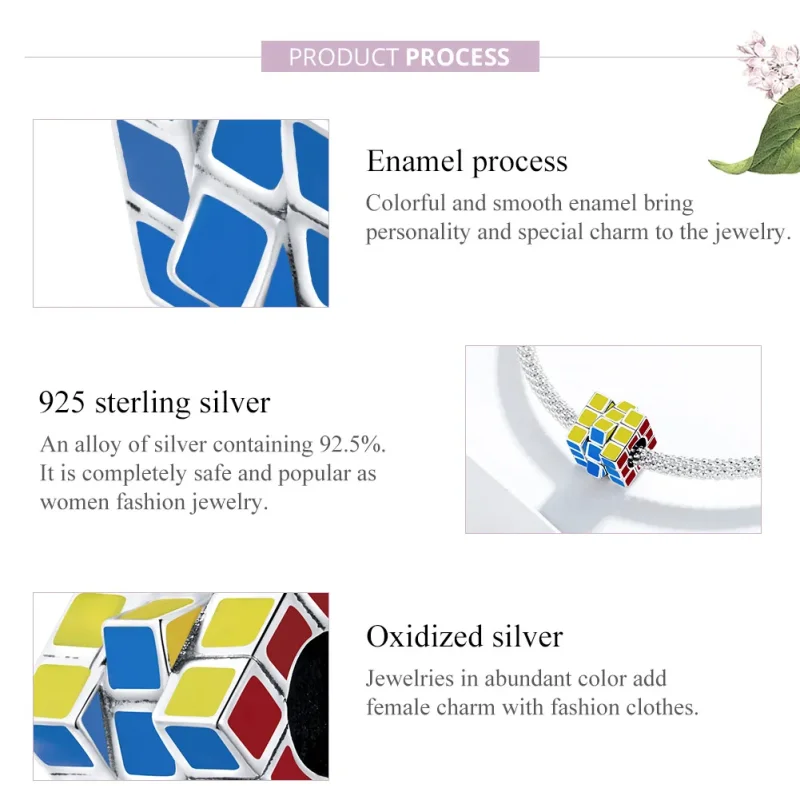 (image for) Pandora Style Silver Colorful Cube Charm - SCC1640 - View 8
