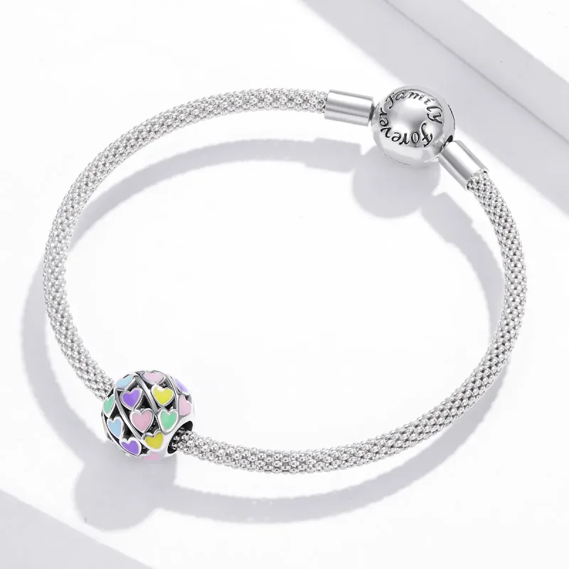 (image for) Pandora Style Silver Colorful Hearts Charm - SCC1758 - View 3