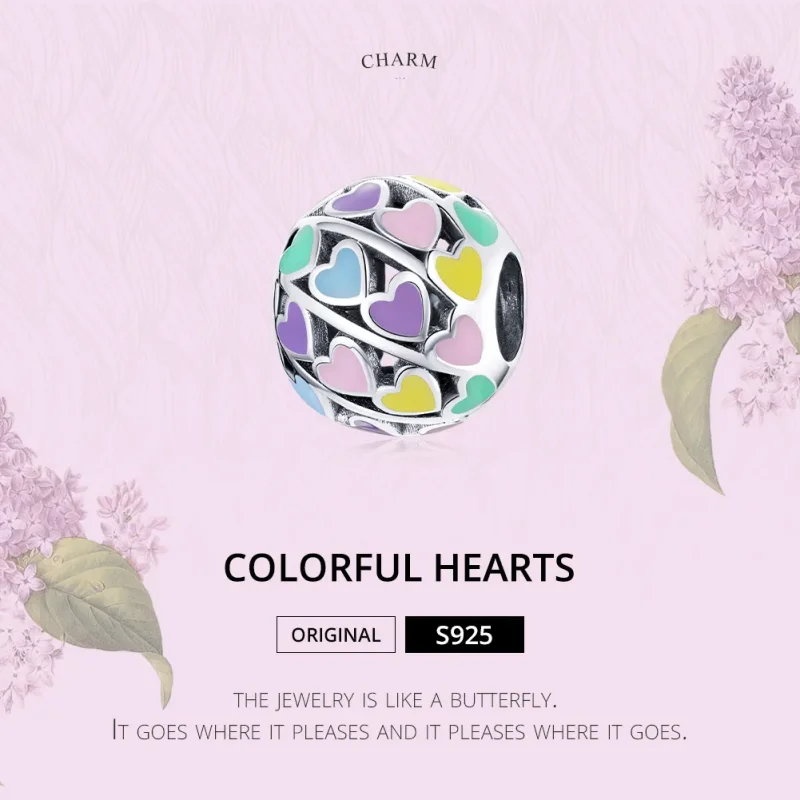 (image for) Pandora Style Silver Colorful Hearts Charm - SCC1758 - View 6