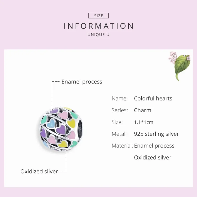 (image for) Pandora Style Silver Colorful Hearts Charm - SCC1758 - View 7