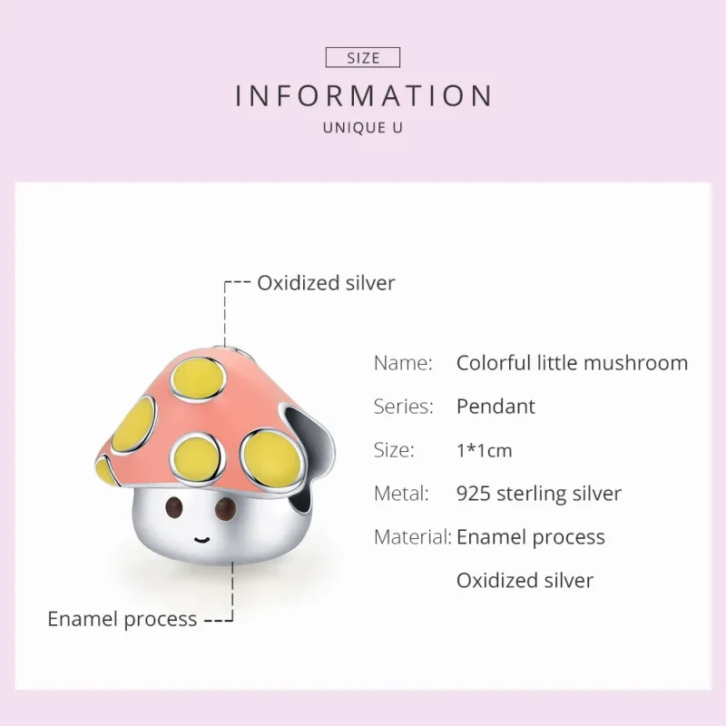 (image for) Pandora Style Silver Colorful Little Mushrooms Charm - SCC1853 - View 5