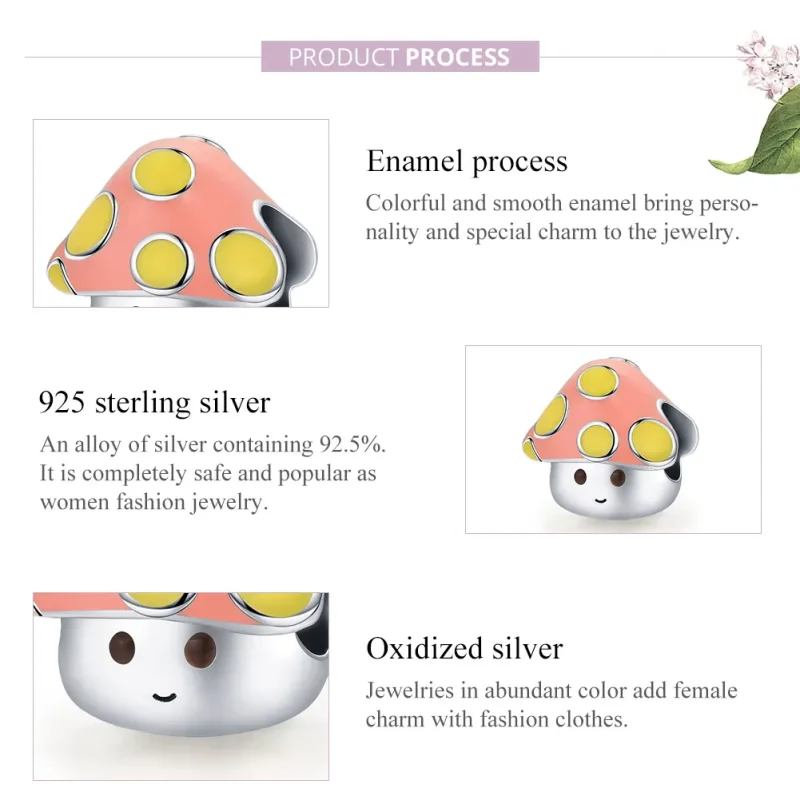 (image for) Pandora Style Silver Colorful Little Mushrooms Charm - SCC1853 - View 6