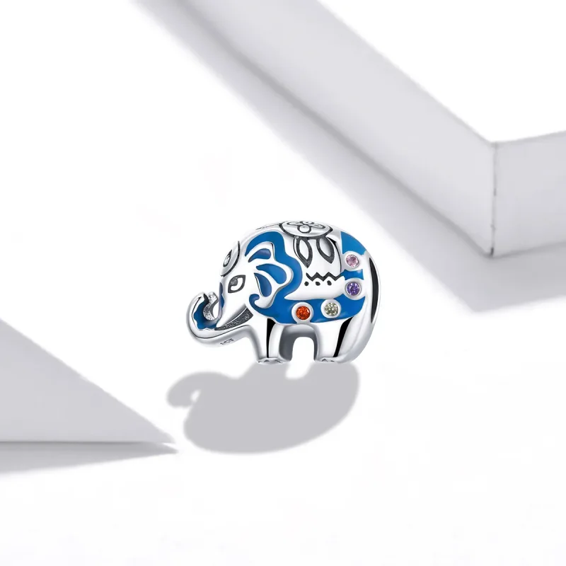 (image for) Pandora Style Silver Colorful Lovely Elephant Charm - SCC1821 - View 2
