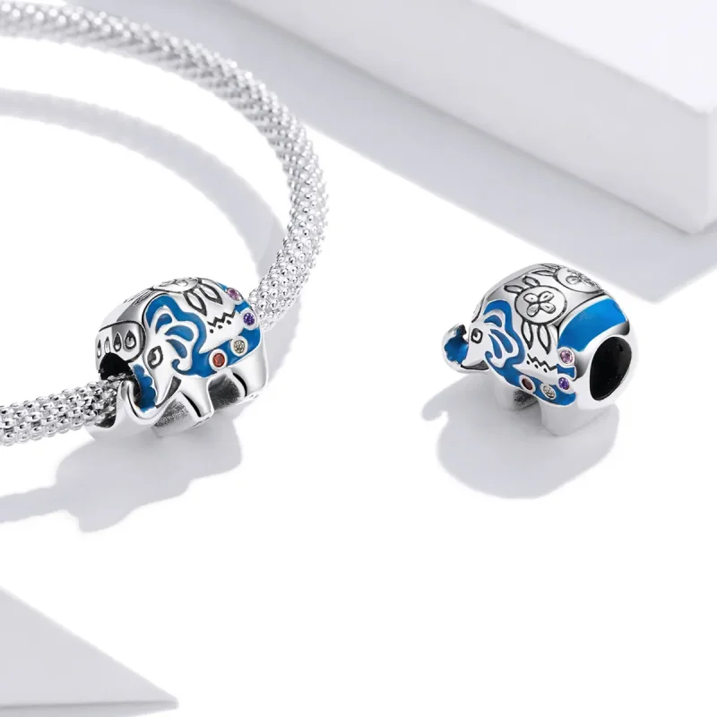 (image for) Pandora Style Silver Colorful Lovely Elephant Charm - SCC1821 - View 4