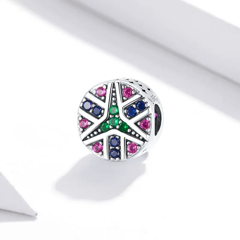(image for) Pandora Style Silver Colorful Lucky Star Charm - SCC1683 - View 2