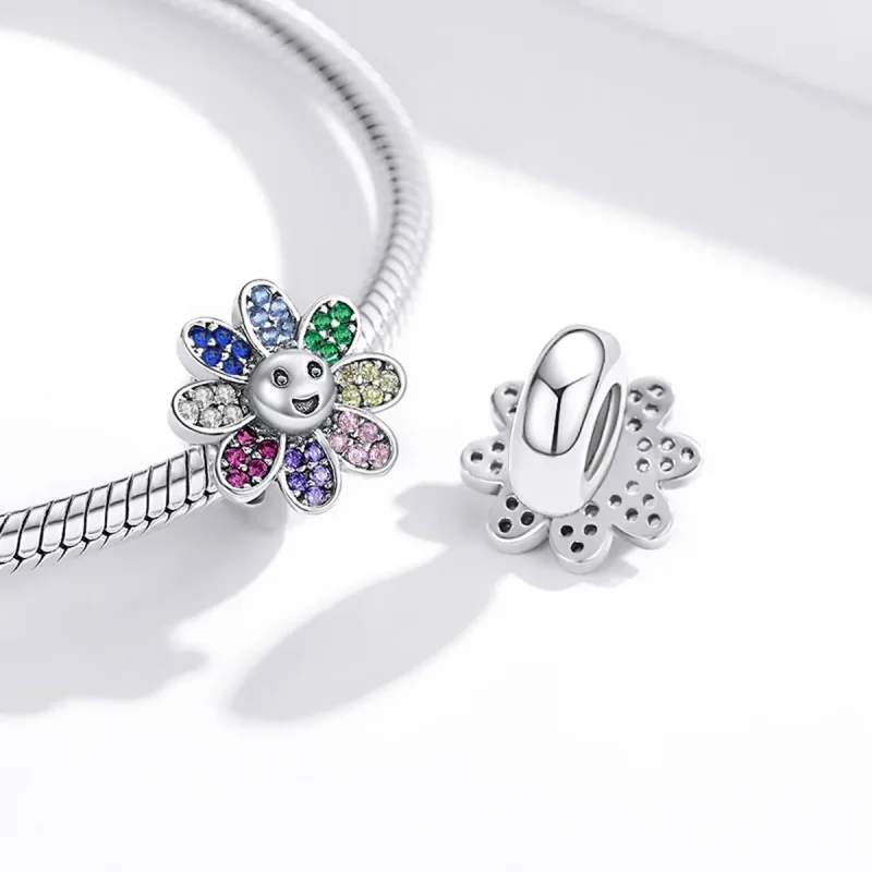 (image for) Pandora Style Silver Colorful Sunflower Charm - SCC1701 - View 4