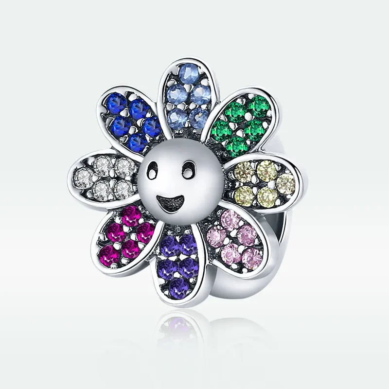 (image for) Pandora Style Silver Colorful Sunflower Charm - SCC1701 - View 5